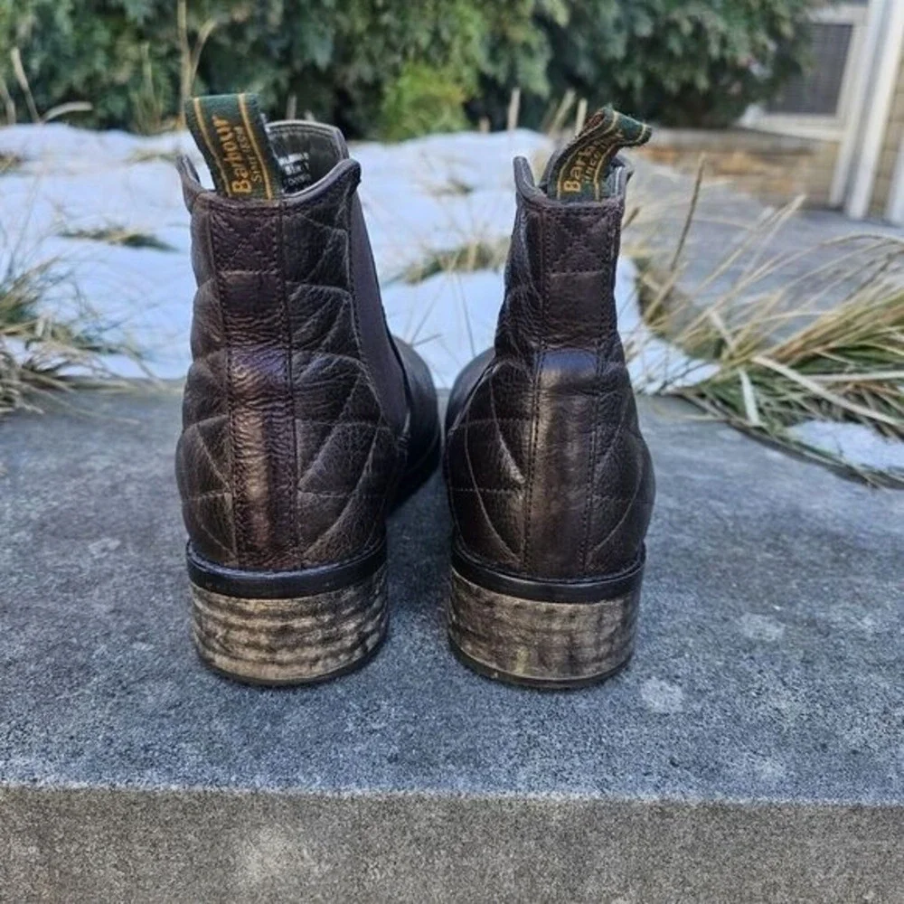 Barbour Mens 7 Evie Leather Chelsea‎ Boots Brown Lug Sole Quilted Rugged Outdoor